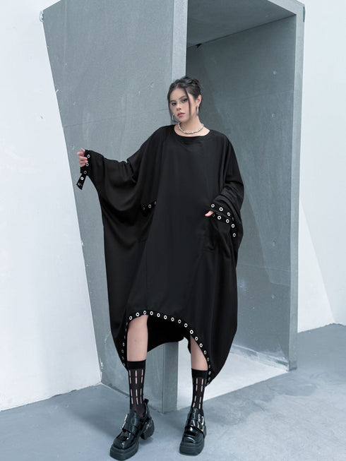 Eyelet Draped Oversized Dress